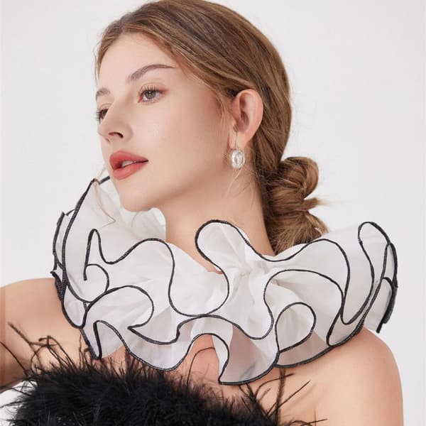 Fransk Elegant Mesh Ruffle Lag Krage Dekorasjon Avtakbar A2