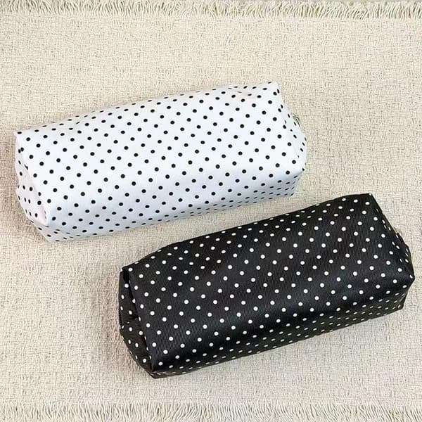 Prickig pennfodralset Stor kapacitet Canvas Dragkedja Pennficka White