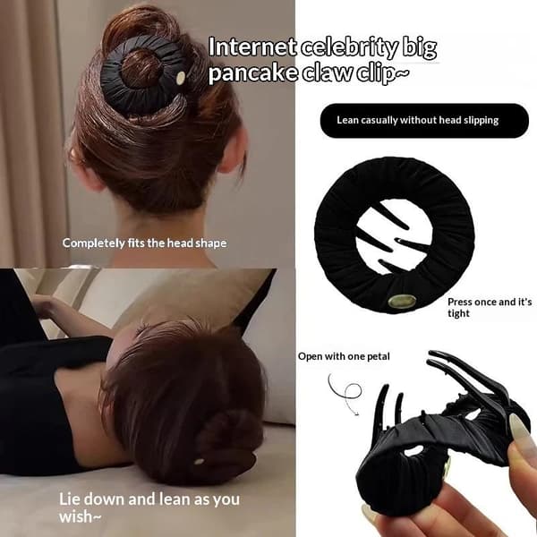 Bekväm Cirkulär Platt Hårklämma För Kvinnor Sömn Dagligen Black