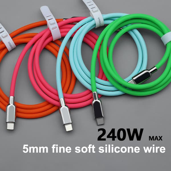 240W PD3.1 nestemäinen silikoni USB C Type-C pikalatauskaapeli 15 A8