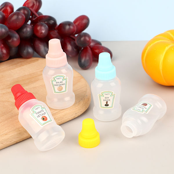 4 Stk/sett Mini Saus Flaske Gjenfyllbar Ketchup Honning Salat Conta