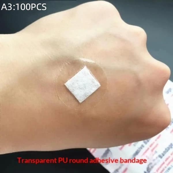 100 kpl 38*38mm läpinäkyvä PU vedenpitävä haavalaastari A2