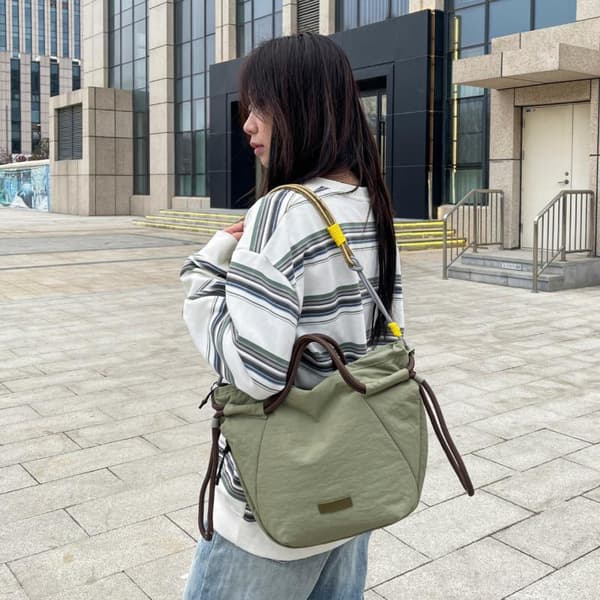 Letvægts Grøn Nylon Tote Crossbody Rem Stor Kapacitet Til B