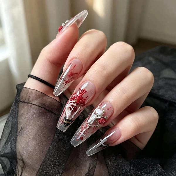 Rose Blomst Kranie Silikone Neglekunstforme DIY Skelet Hånd Negl A2