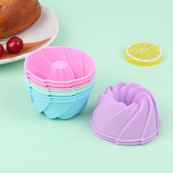 6st Swirl Shape Silikon Cupcake Liners Bakkoppar Non-Stick 6Pcs