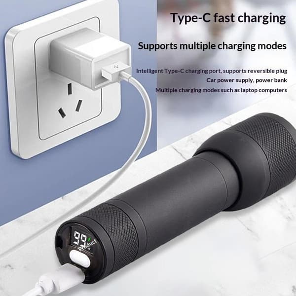 Super Bright LED Aluminiumlegering Lommelygte Genopladelig Lygte O A