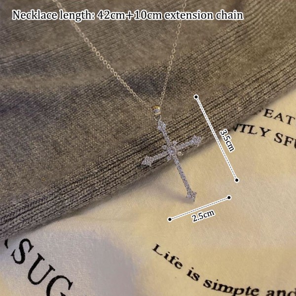 Cross Full Diamonds And Stars Halsband Kvinnor Light Luxury Desig Silver