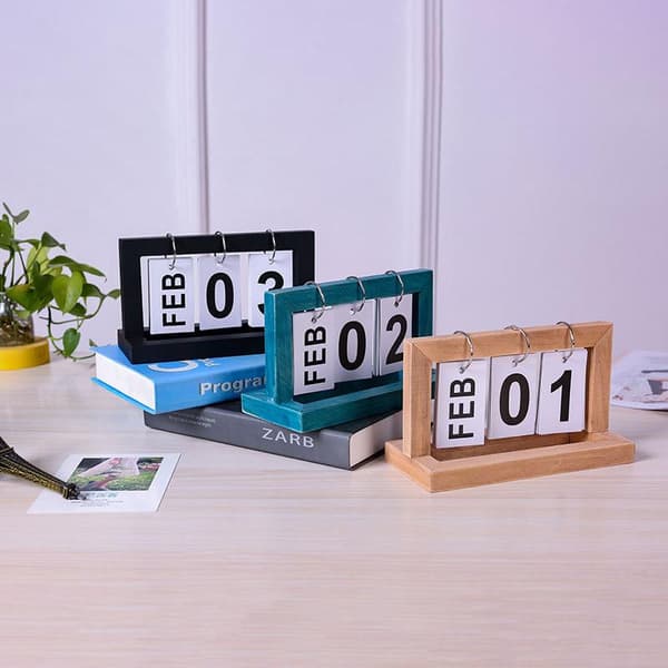 Träkalender, evig, enkel design, hem, arbetsrum, sovsal A1