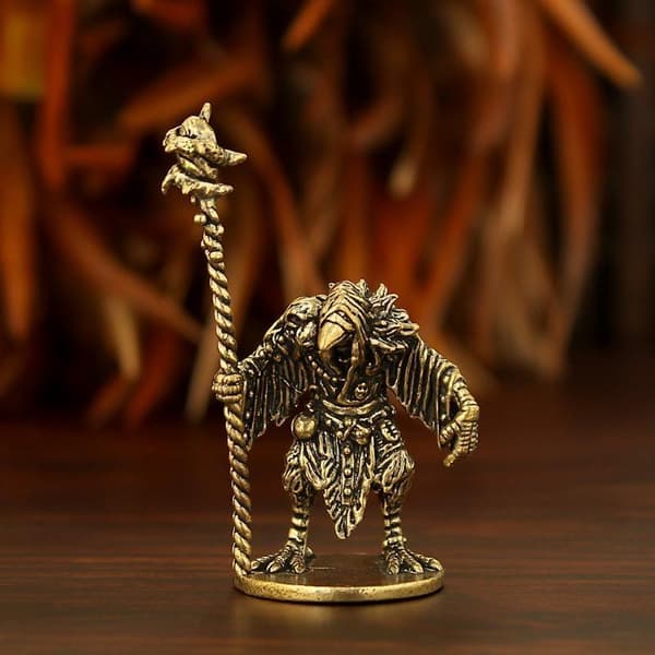 1 stk. messing krage-magiker minifigurmodel til bordplade RPG-indretning 2
