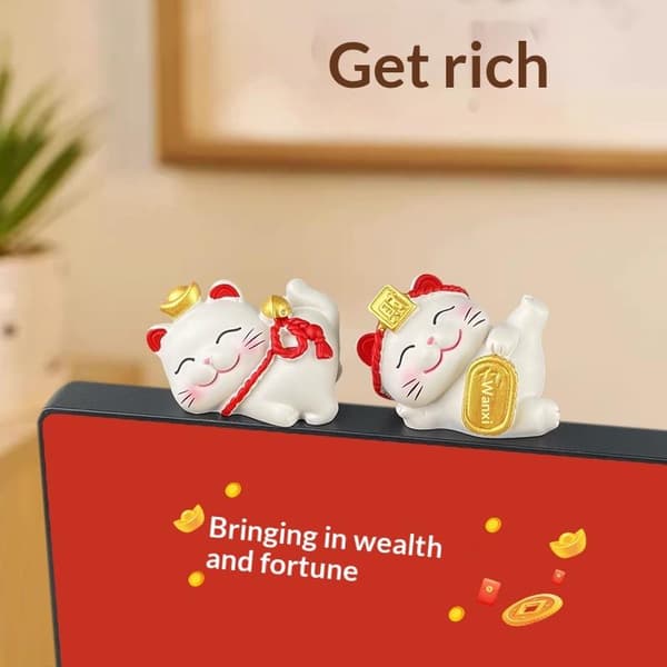 1/2/4 st Lucky e kattfigur Rikedom Lyckoskulptur Skrivbord Bil C