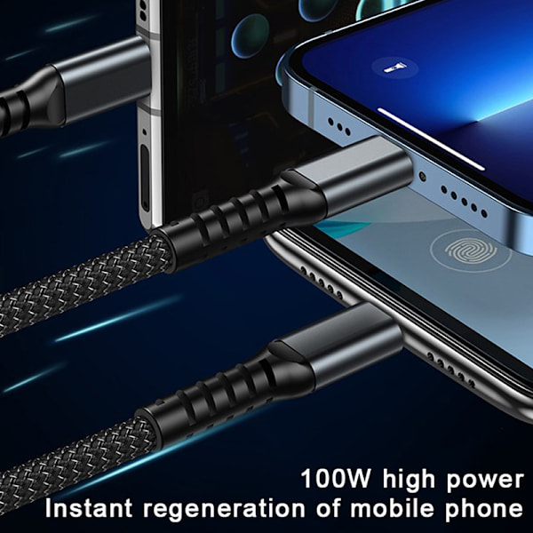 3-i-1 100W 5A Hurtigopladning USB Til Type-C Micro Hurtigoplader C