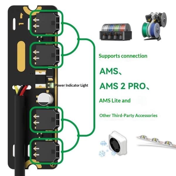4-ports utvidelseshub med strømsignalbeskyttelse for Bambu Lab A1