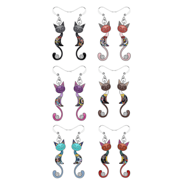 Milangirl Colorful Small Cat Ear Dangle Örhängen för kvinnor Dang A5