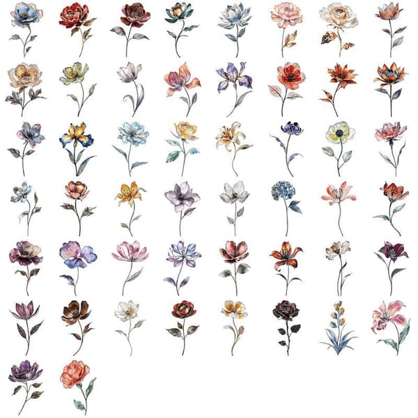 50 STK Sølvblomst - Sølvbelegg Klistremerker DIY Telefondeksel La 50PCS