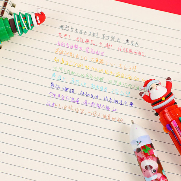 10 väriä Kawaii Christmas kuulakärkikynä Kawaii Cartoon Santa C 4