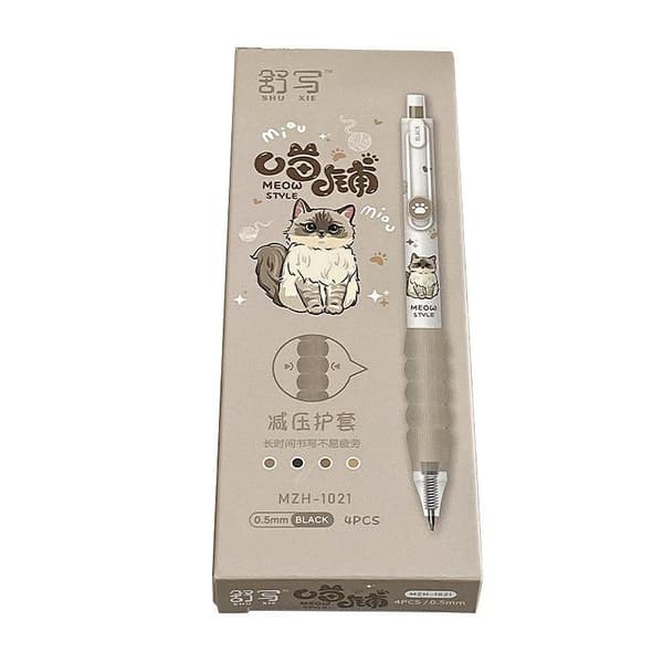 4 st e Cat Gelpennor Kawaii Meow Style Infällbara Pennor Med Com