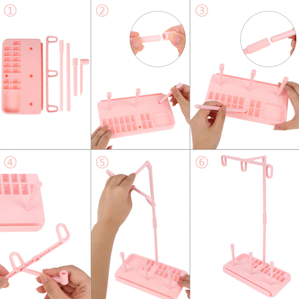 2 stk trådsnelleholderstativer med 6 stk små sytrådsspoler Pink one