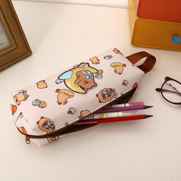 e Tecknad Capybara Pennfodral Kawaii Handväska Multifunktionell M A1