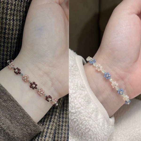 e Flower Beads Armband Mångsidigt elastiskt justerbart armband J A2