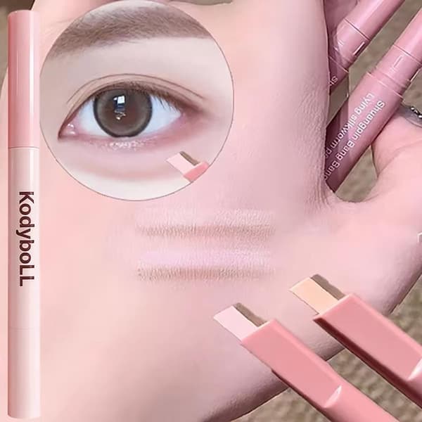 Tvåfärgad Matt Highlighter Ögonskuggspenna för Under Ögonen Nude Beige A2