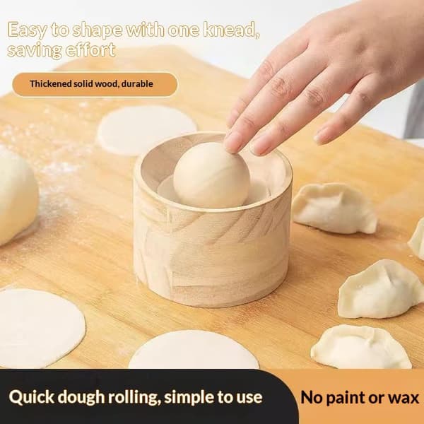 Træ dejpresser til dumplings, rund form