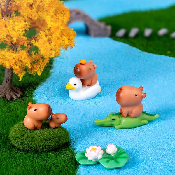Miniatyr Capybara Modell Statyett Desktop Trädgård Landskap Orna 5