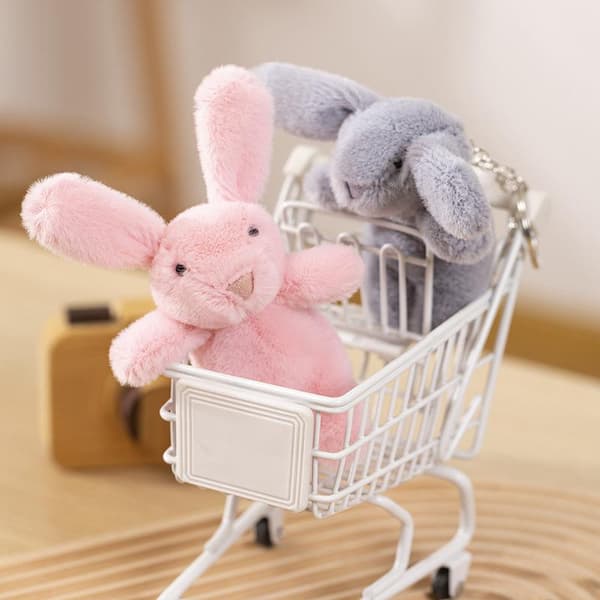 Stuffed Animals e Cartoon Nyckelring Prydnad Leksak Flickväska Bilnyckel Light gray