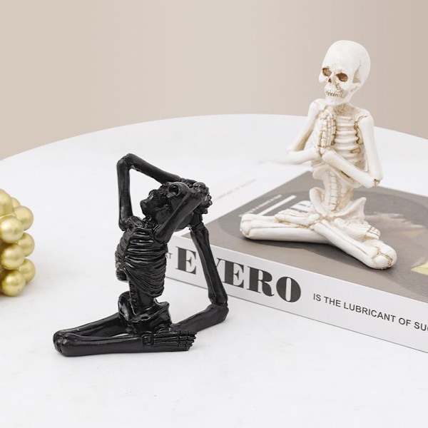 Yoga Skeletter åbner Horrible Ghost Ornament Halloween Gothic Dekor White meditation