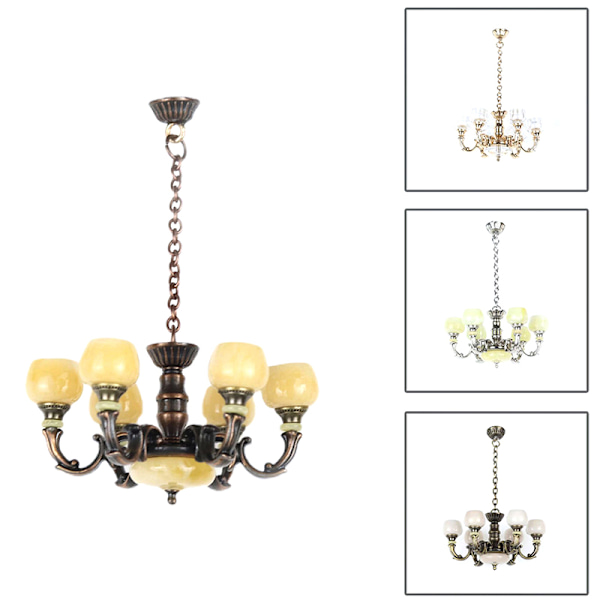 1:12 Dockhus Miniatyr Ljuskrona Light Taklampa Light Fu C