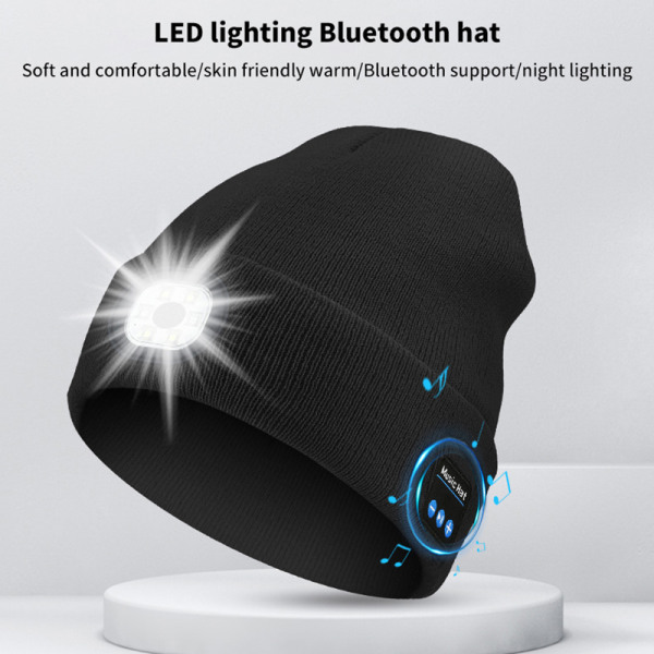 Unisex LED-belyst barnehetter med trådløst hodesett Navy blue
