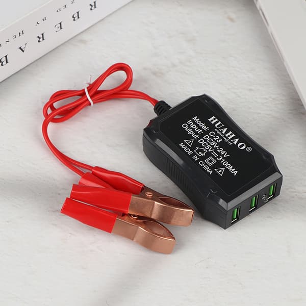 12V 24V til 5V nødstrøm USB-adapter med 3 USB-porter og B 1PCS