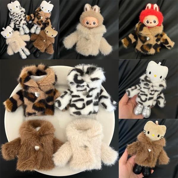 Dukketøj Mode Pelsfrakke Leopardprint Plysfrakke Til A12