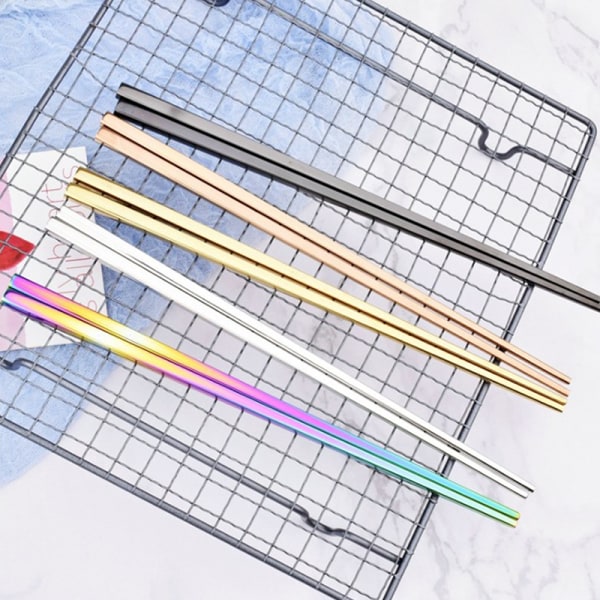 1 par pinner Sklisikker rustfritt stål Gjenbrukbar metallpinne Multicolor