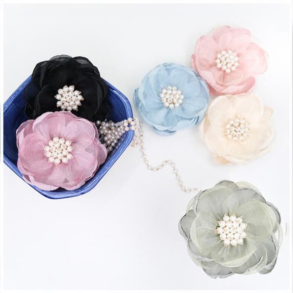 5 stk sy stoff 3D chiffon blomst chiffon perler senter kunstig A7