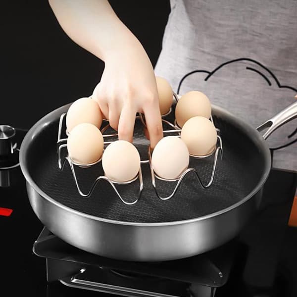 Sirkulære bølger Eggdamperstativ Multifunksjonelt i rustfritt stål A2
