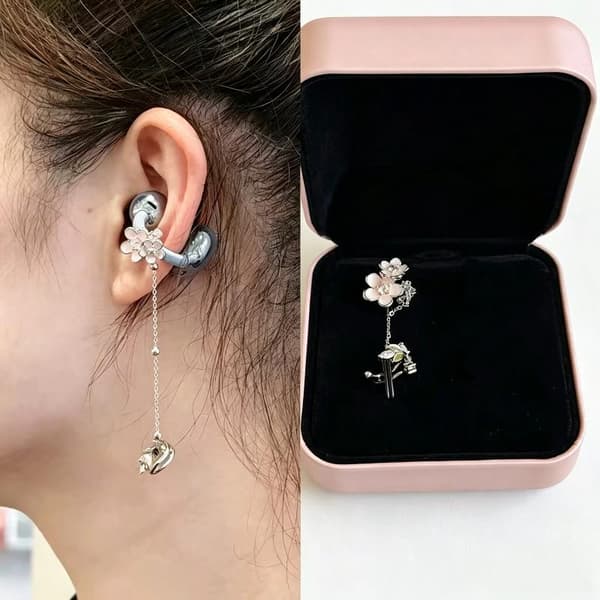 Øredobber for øreklemme øretelefon blomsterblomster skinnende dekorasjon A2