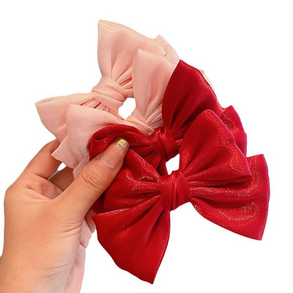 Barn Flekk Sløyfe Hårklemme Jenter Princess Duckbill Clip e Hea Wine red
