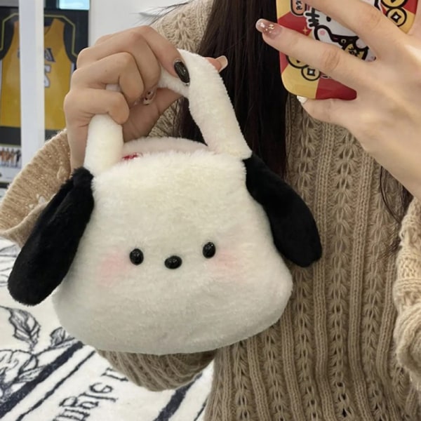 Kawaii Plysj skulderveske Sanrio Pochacco Cartoon Furry Handbag