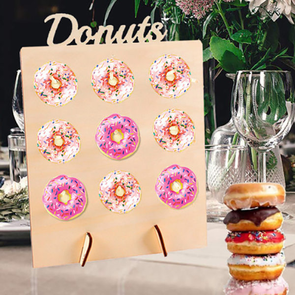 Puinen Donuts-seinätelineteline A1