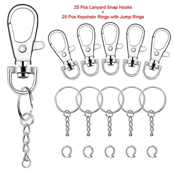 50 kpl / set 25 kpl kaulanauhakoukut + 25 kpl avaimenperäsormuksia 50pcs/Bag