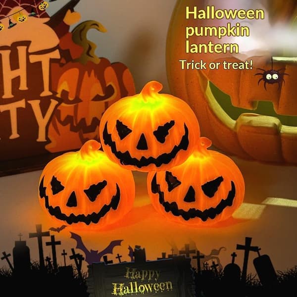 1/3-pack Halloween LED-pumpalampor Varmt sken Ansiktsdesign För A3