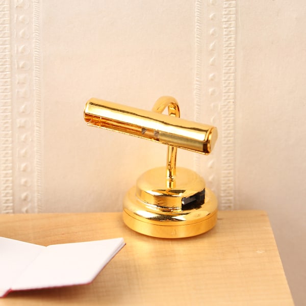 1:12 Dukkehus Miniature Skrivebordslampe LED Lampe Guld Væglampe