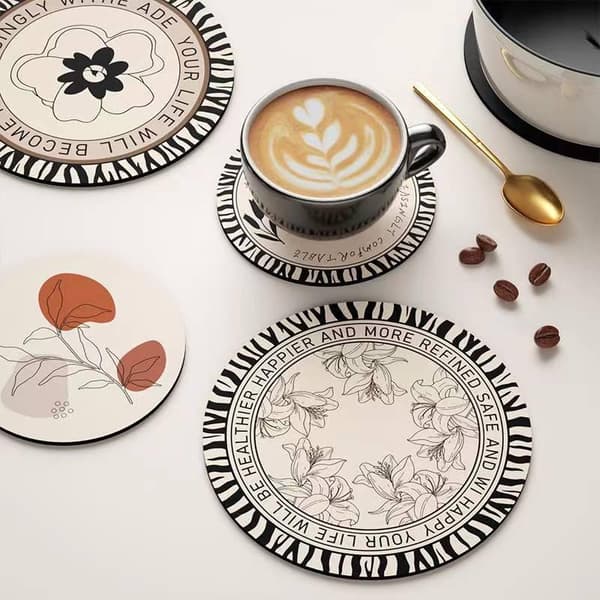 Retro Coaster Vanntett Rund Spisebordsmatte Oljetett Tallerken StyleD S