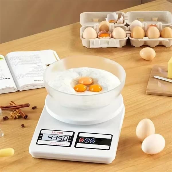 Digital køkkenvægt 10 kg multifunktionsbalance LCD-display White