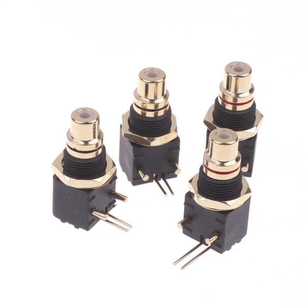 2/4 stk RCA hunnkontakt PCB panelmonteringsadapter rettvinklet Di 2Pairs