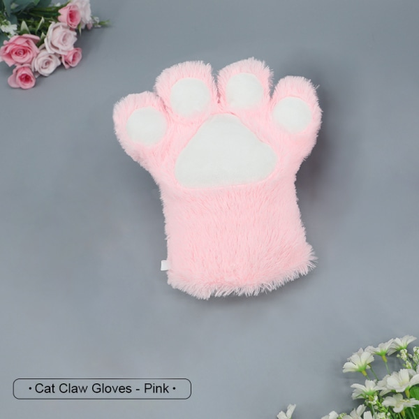 e Kissan tassu Kissan tassu Käsineet Paksutettu pörröinen kissan tassu Halkaistu sormi pink one
