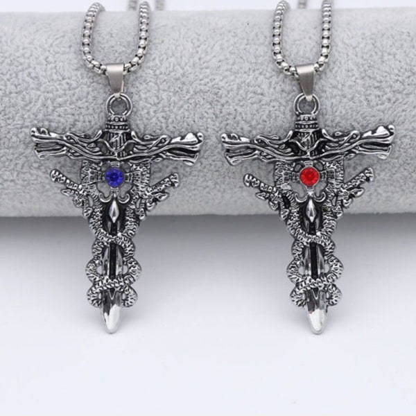 Punk mode titan stål halsband för män Alloy dubbel Drago Red