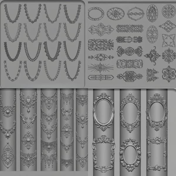 3D Silikon Nagelkonstform Europeisk Stil Retromönster Design A1
