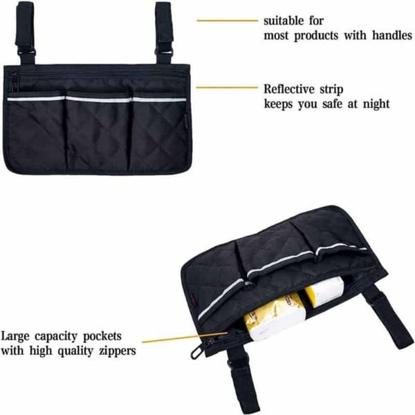 5 farver kørestol side organizer taske multi lommer armlæn st Blue