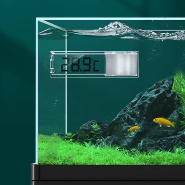 Vattentät akvarietermometer 3D digital LCD elektronisk fisk Silver